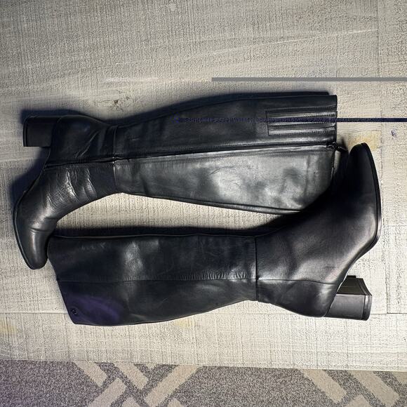 Calvin Klein Freeda Knee High Black Leather Boots 7.5 M - Picture 4 of 8